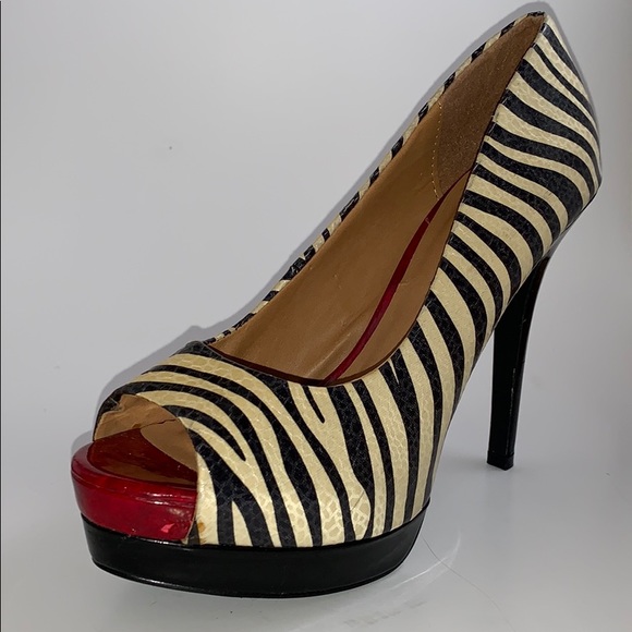 Sexy Platform Peeptoe Zebra 5 in Platform - Picture 1 of 5